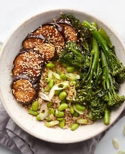 Aubergine Katsu Curry with Edamame & Rice