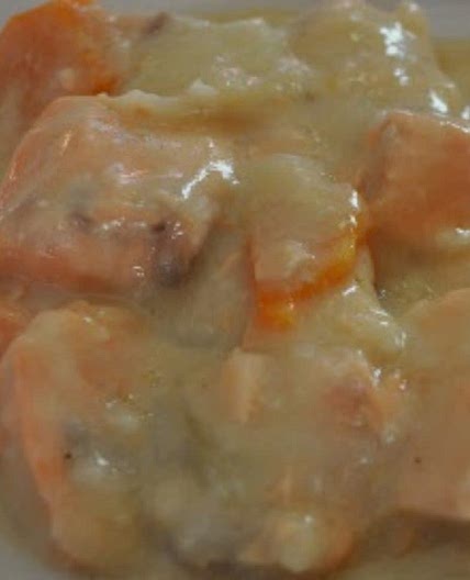 Blanquette saumon, crevettes et carottes.
