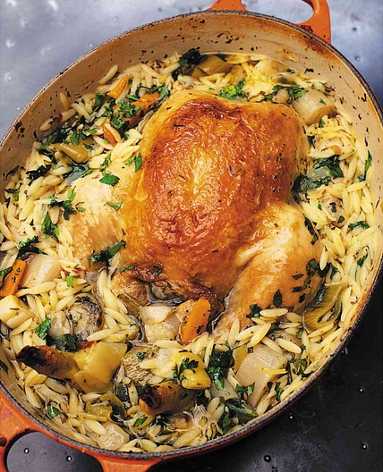 Chicken in a Pot with Lemon Orzo