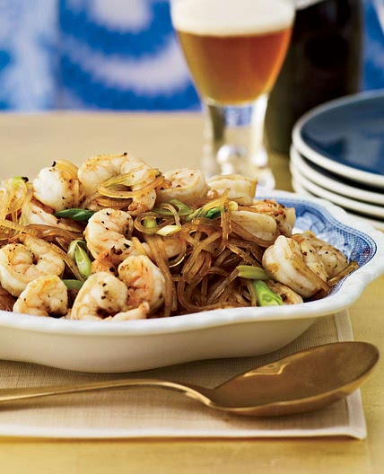Pan-Seared Sichuan Shrimp with Mung Bean Noodles
