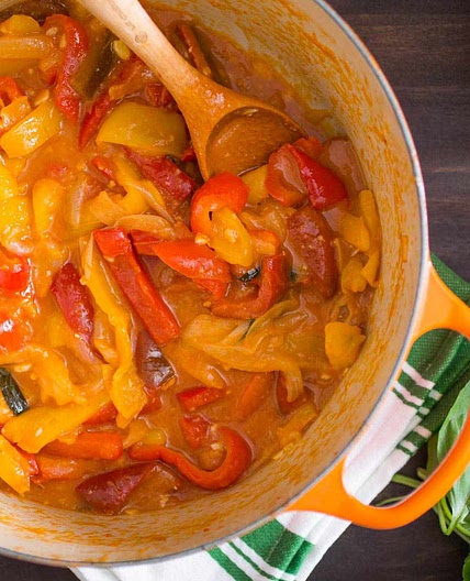 Peperonata (Sweet Bell Peppers With Olive Oil, Onion, and Tomatoes) Recipe