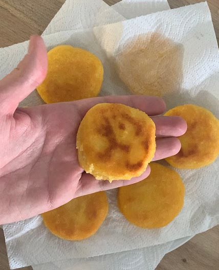 Cheese, Beans and Avocado Arepas