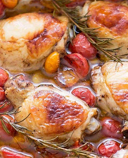Baked Chicken Thighs With Cherry Tomatoes