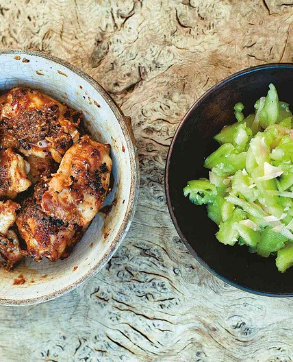 Japanese Ginger and Garlic Chicken With Smashed Cucumber From 'A Change of Appetite'