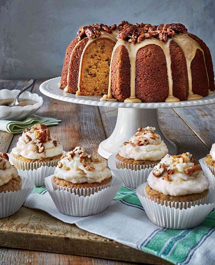 Pumpkin-Spice Bundt with Brown Sugar Icing and Candied Pecans Recipe