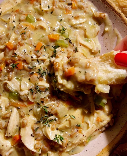 Creamy Chicken and Farro Soup