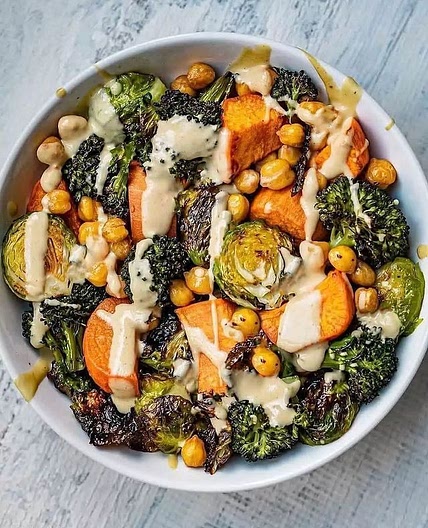 🌱Sheet Pan Chicken Veggie Tahini Maple 🌱