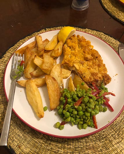 FISH AND CHIPS WITH MUSHY PEAS