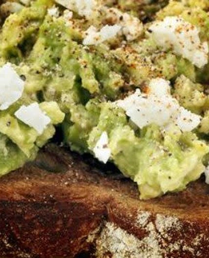 Avocado with boursin on toast