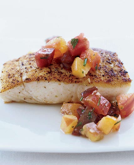 Pan-Seared Halibut with Tomato Vinaigrette