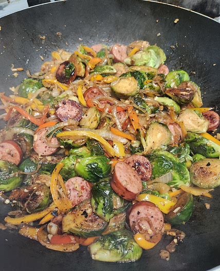 Turkey sausage sprouts.