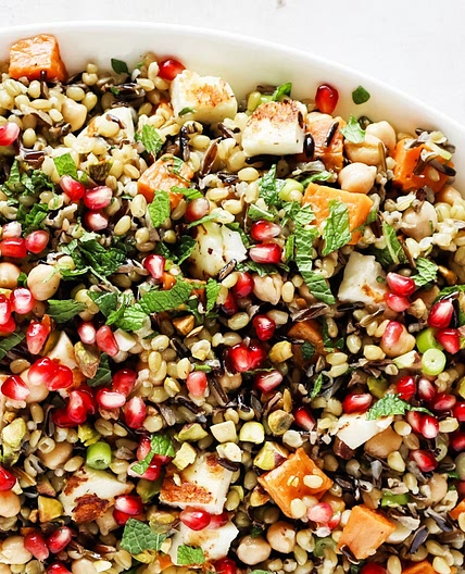 Ancient grain salad with haloumi recipe
