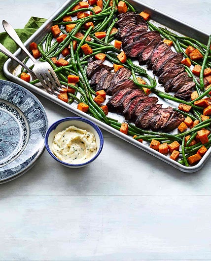 Sheet Pan Hanger Steak and Vegetables