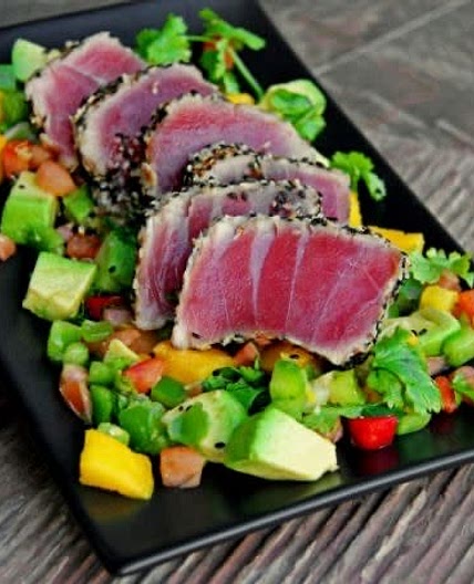 Tuna Steak With Mango And Cucumber Salsa
