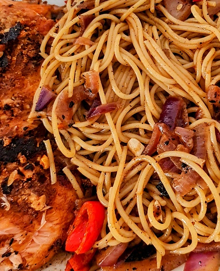 Salmon & Chili-Peanut Butter Pasta