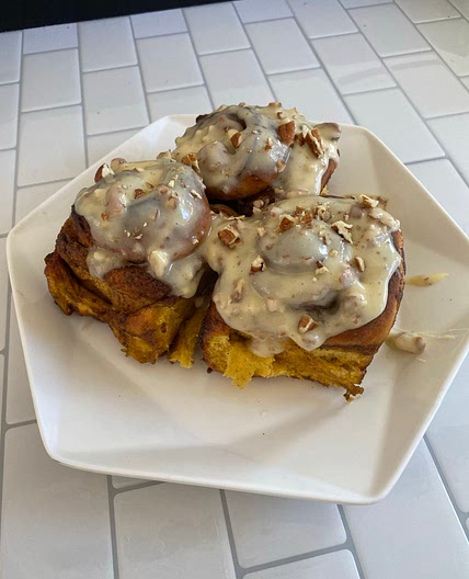 WIC Approved Pumpkin Pecan Cinnamon Rolls