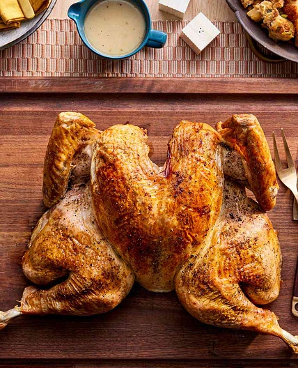 Crisp-Skinned Spatchcocked (Butterflied) Roast Turkey With Gravy Recipe