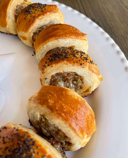 Caramelized Onion and Stilton Sausage Rolls