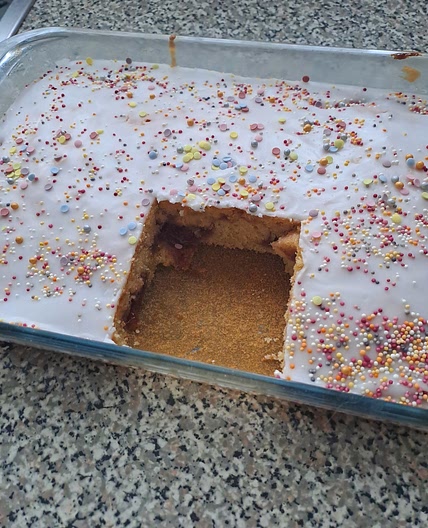 Old school tray bake - with a twist