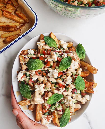 Vegan Mediterranean Loaded Fries