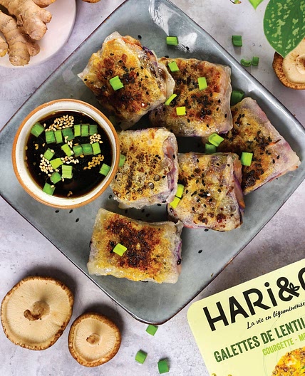 Rouleaux de Printemps avec galettes de lentilles vertes HARI&CO