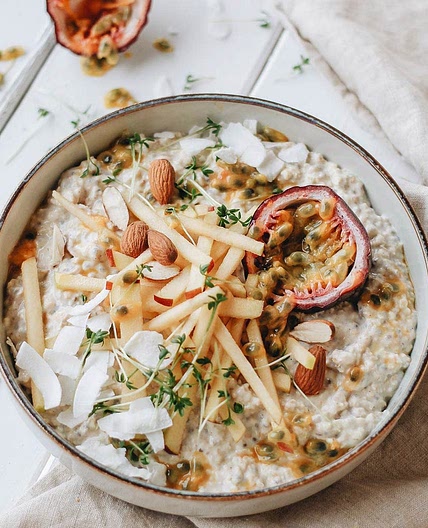 Banana, passion fruit & quinoa breakfast porridge