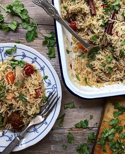 Baked Rice With Tomato & Garlic Confit