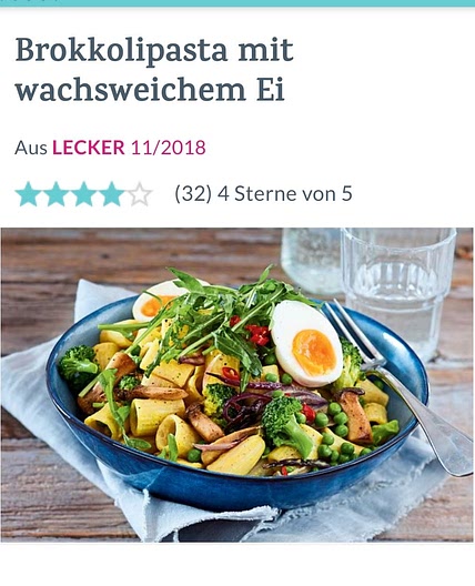 BROKKOLIPASTA mit wachsweichen Ei