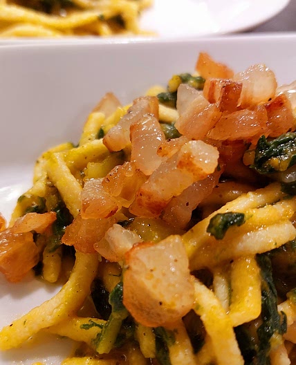 Spätzle - Pumpkin, spinach and pancetta