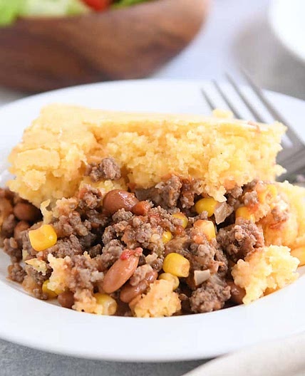Cowboy Dinner {Cornbread Beef and Bean Casserole}