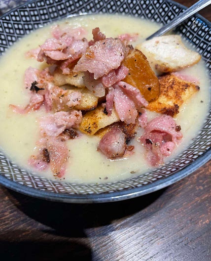 Cheesy Leak and Roast Potato Soup