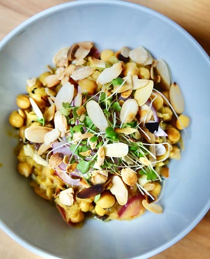 Coronation Chickpeas with Pickled Onions