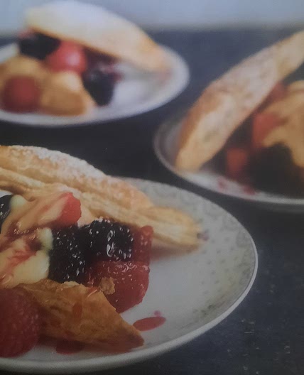 Berry custard pastry sandwiches
