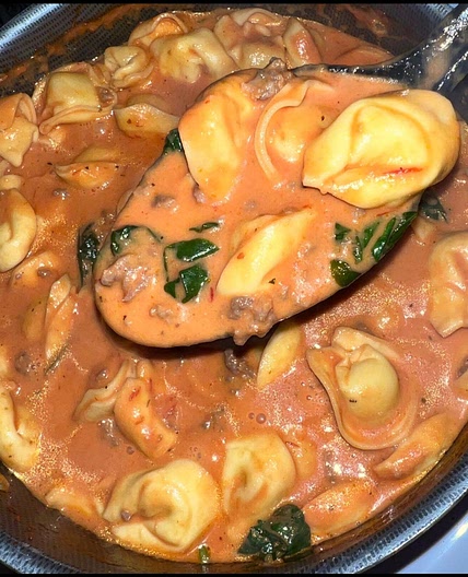 Cheese Tortellini Italian sausage spinach soup 