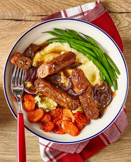 Extra special meat free bangers n mash