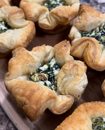Spinach and feta flower