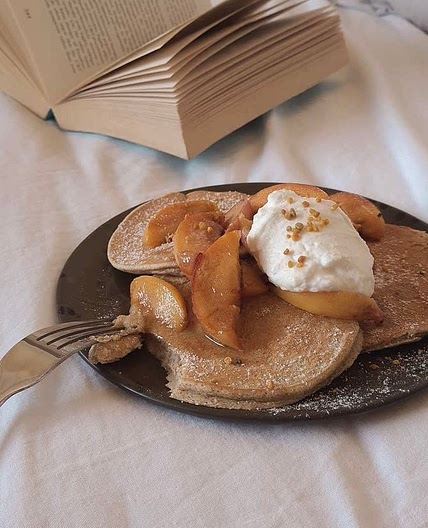 Peach and cream pancakes
