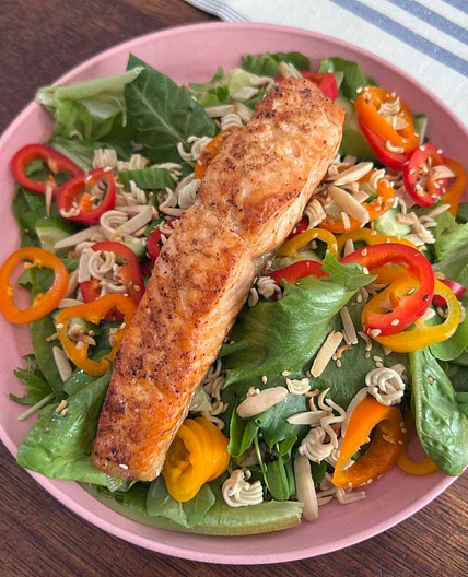 Salmon Salad w Ginger Sesame Dressing