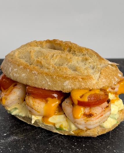 Egg salad shrimp sandwich
