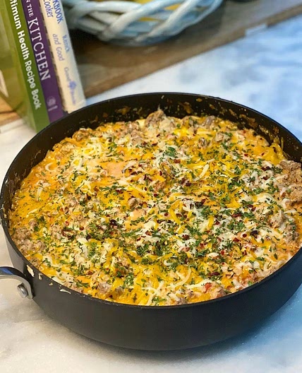 Creamy Ground Turkey & Cauliflower Rice Skillet