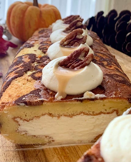 Caramel pecan cake roll