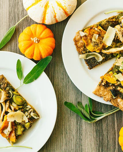 Autumn Butternut Sage Kale Pesto Pizza