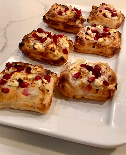Pomegranate & Goat Cheese Puff Pastry Bites