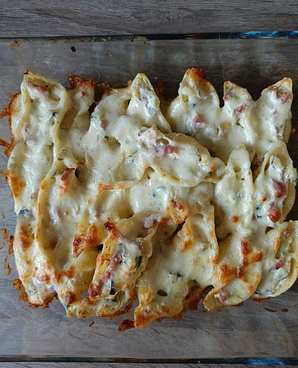 Conchiglionis courgettes ricotta bacon