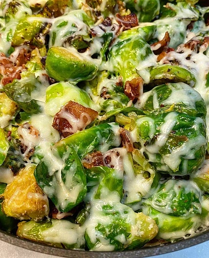Cheesy Bacon Brussels Sprouts