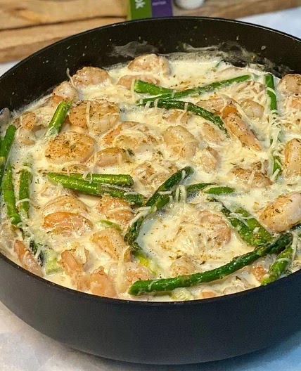 Keto Shrimp & Asparagus Skillet