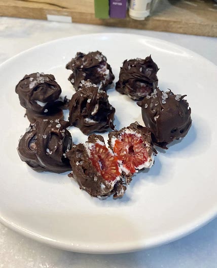 Dark Chocolate & Greek Yogurt Covered Raspberries