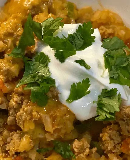 Turkey Taco Cauliflower Rice Skillet