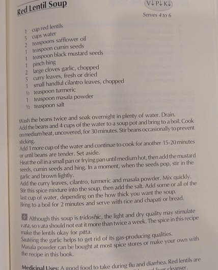 Red Lentil Soup Ayurvedic