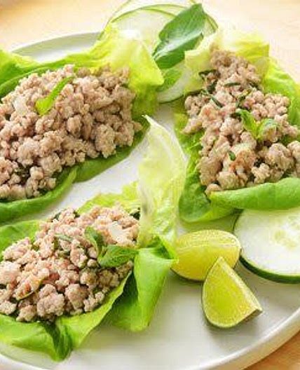 Optavia Thai Minced Pork with Lettuce Wrap
